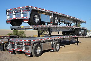 semi trailers stacked up